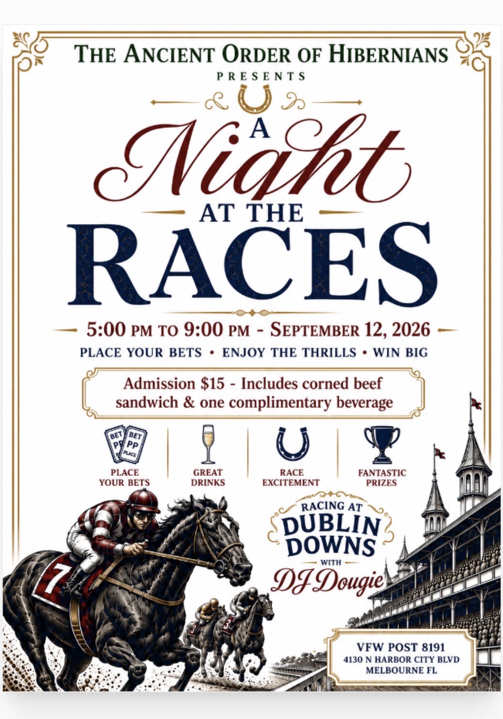 ☘️ A NIGHT AT THE RACES — SEPTEMBER 12! 🐎